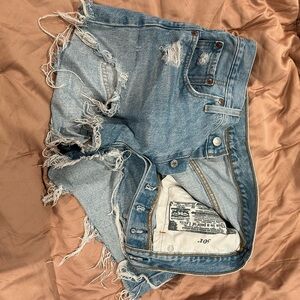 Levi Blue Distressed Jean Shorts